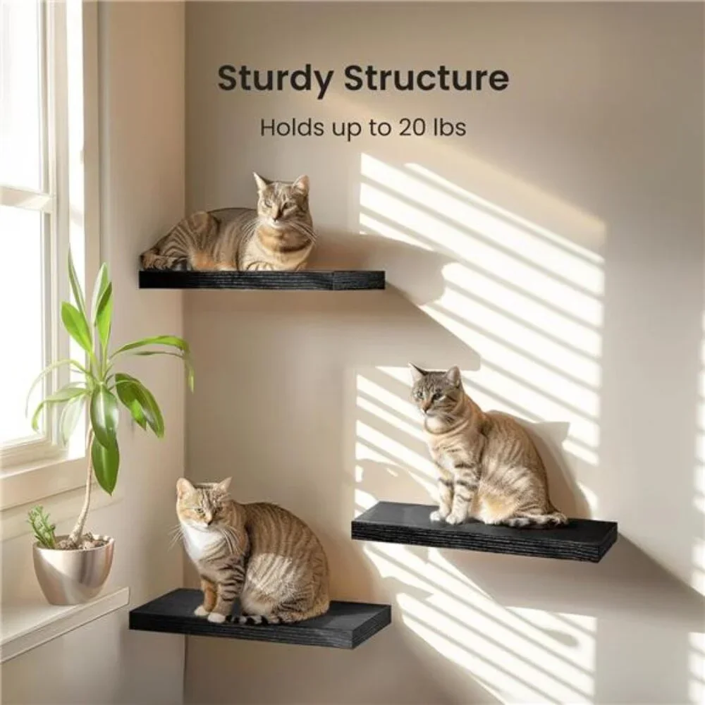 Floating Shelves Black, Wall Shelves with Invisible Brackets for Bedroom